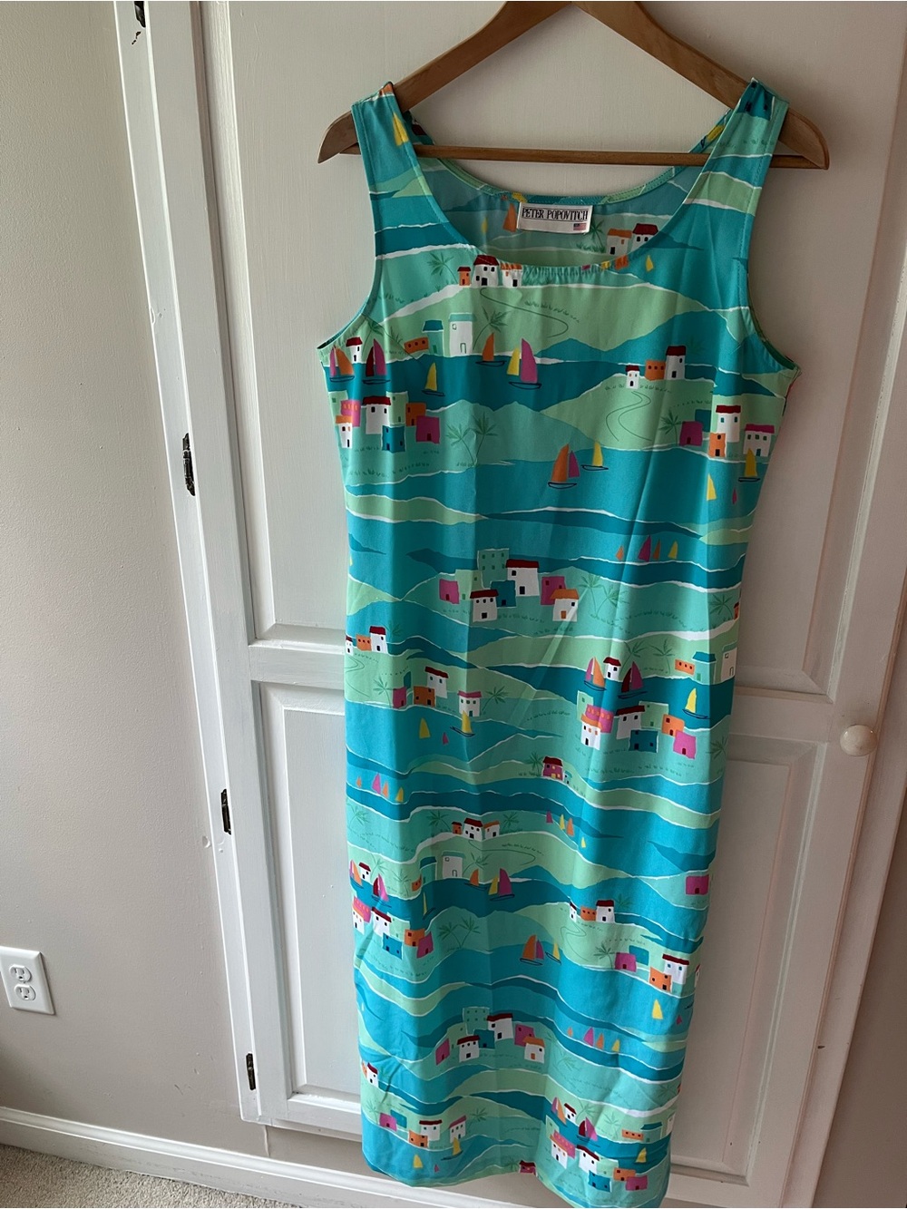Peter popovitch Bright Turquoise Sleeveless nautical scene Dress